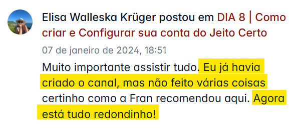 Depoimento da Elisa sobre o Desafio 15D